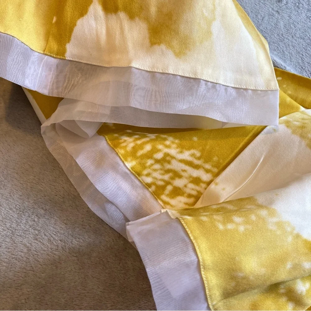 Anthropologie Ellender Painterly Skirt in Yellow & White w/Organza Trim | NWOT - Picture 9 of 14